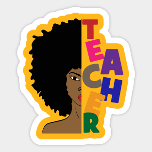 African American Teacher Afro Sticker